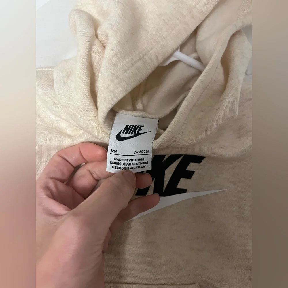 Nike Fleece Sweatshirt Hoodie Jogger Sweatpants Set Cream Oat Neutral - Picture 5 of 8